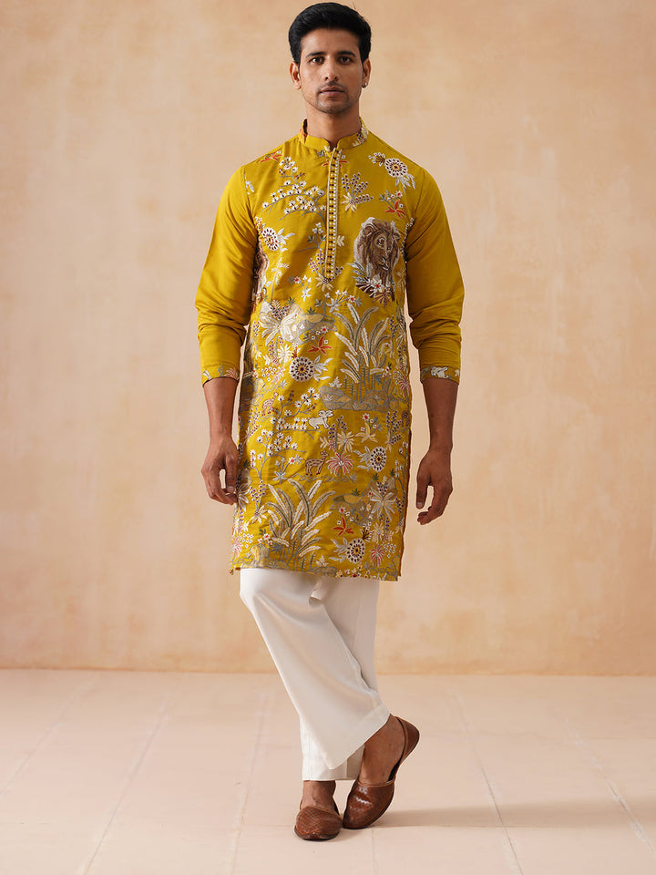 Floral Embroidered And Sequins Kurta Set
