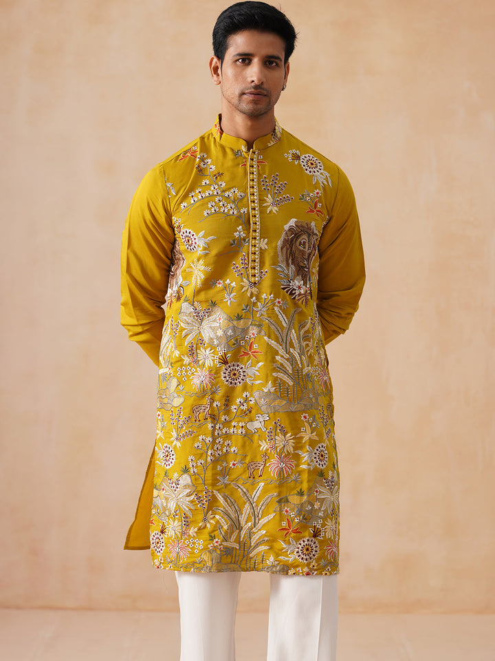 Floral Embroidered And Sequins Kurta Set