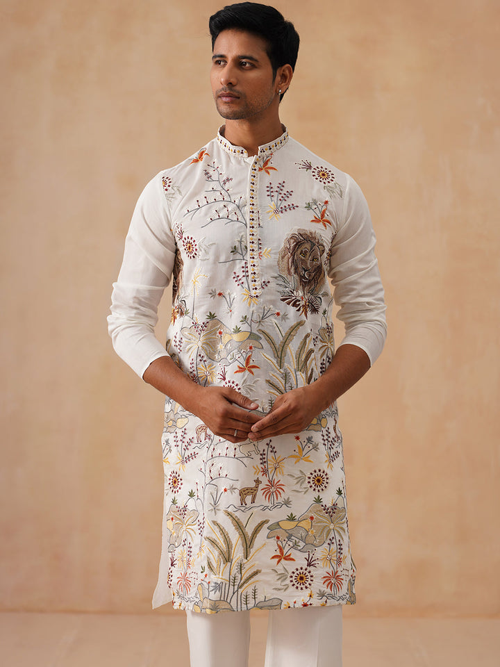 Floral Embroidered And Sequins Kurta Set