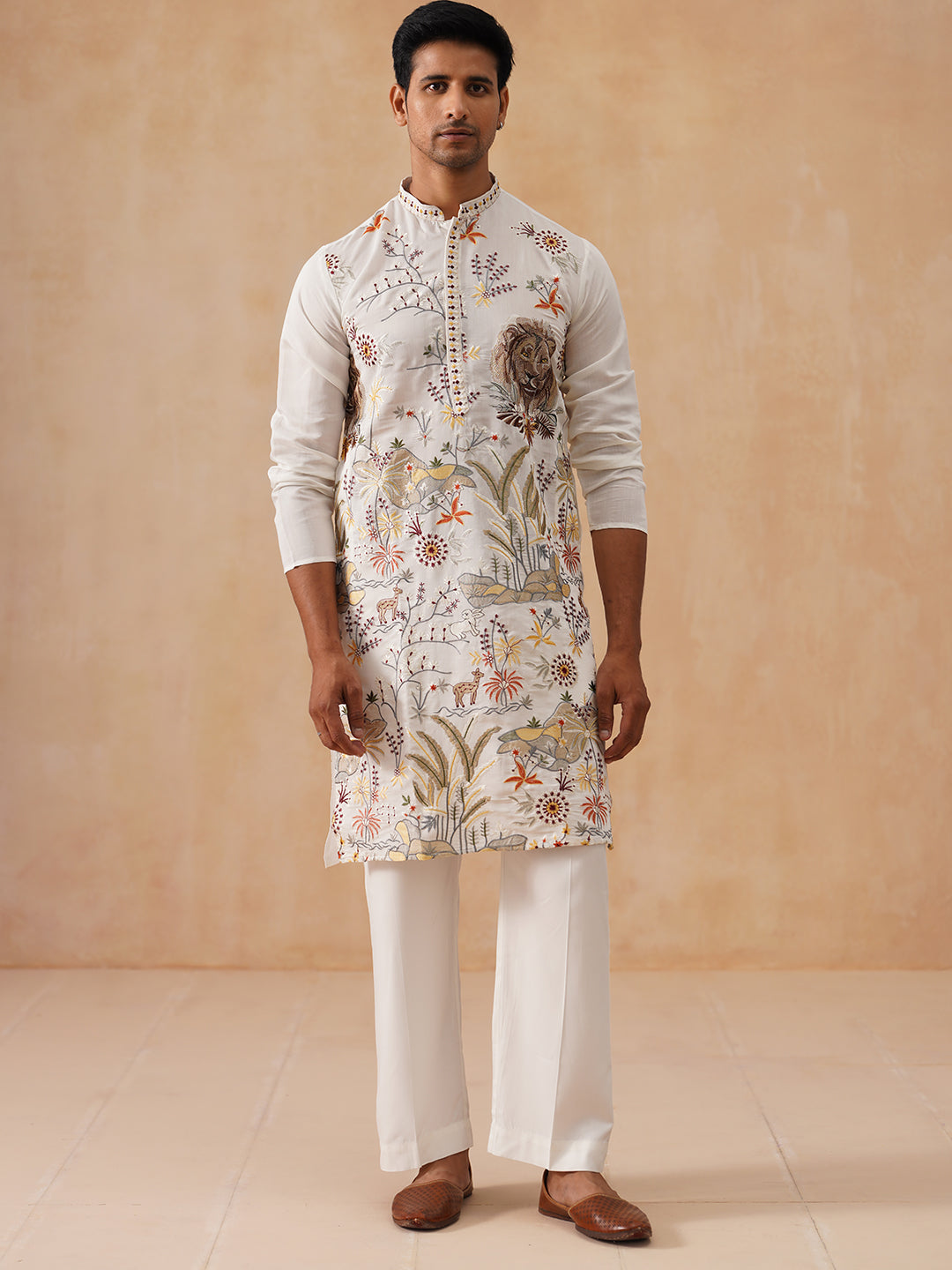 Floral Embroidered And Sequins Kurta Set