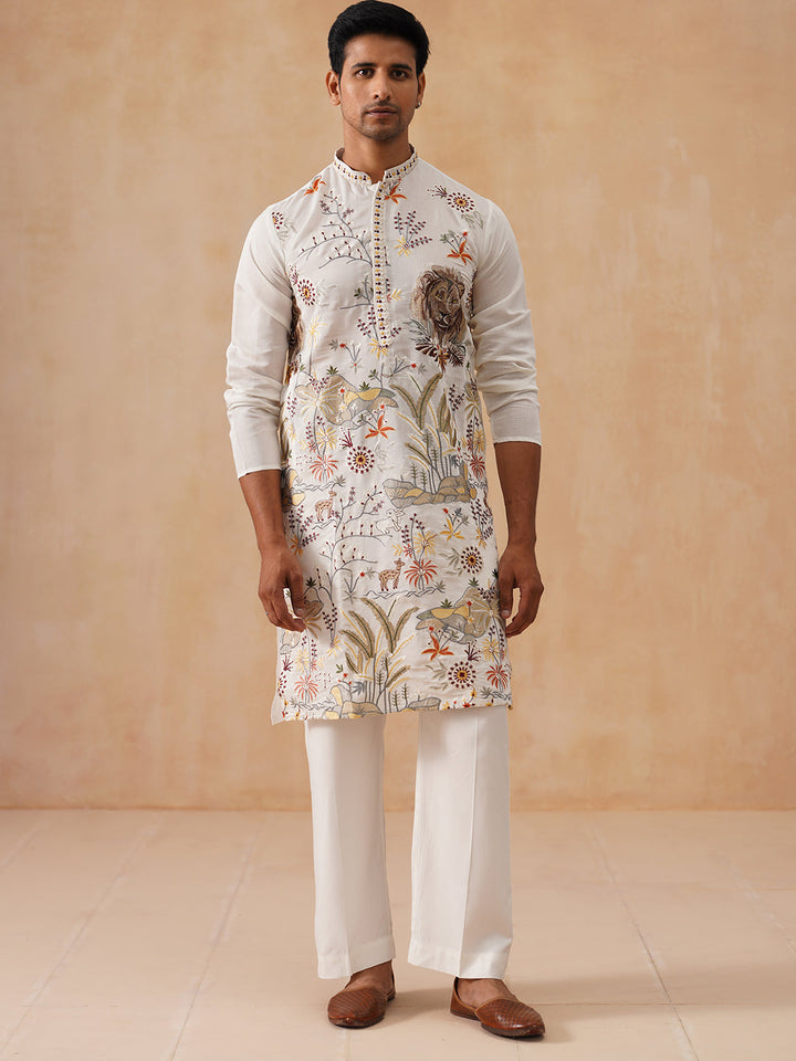 Floral Embroidered And Sequins Kurta Set