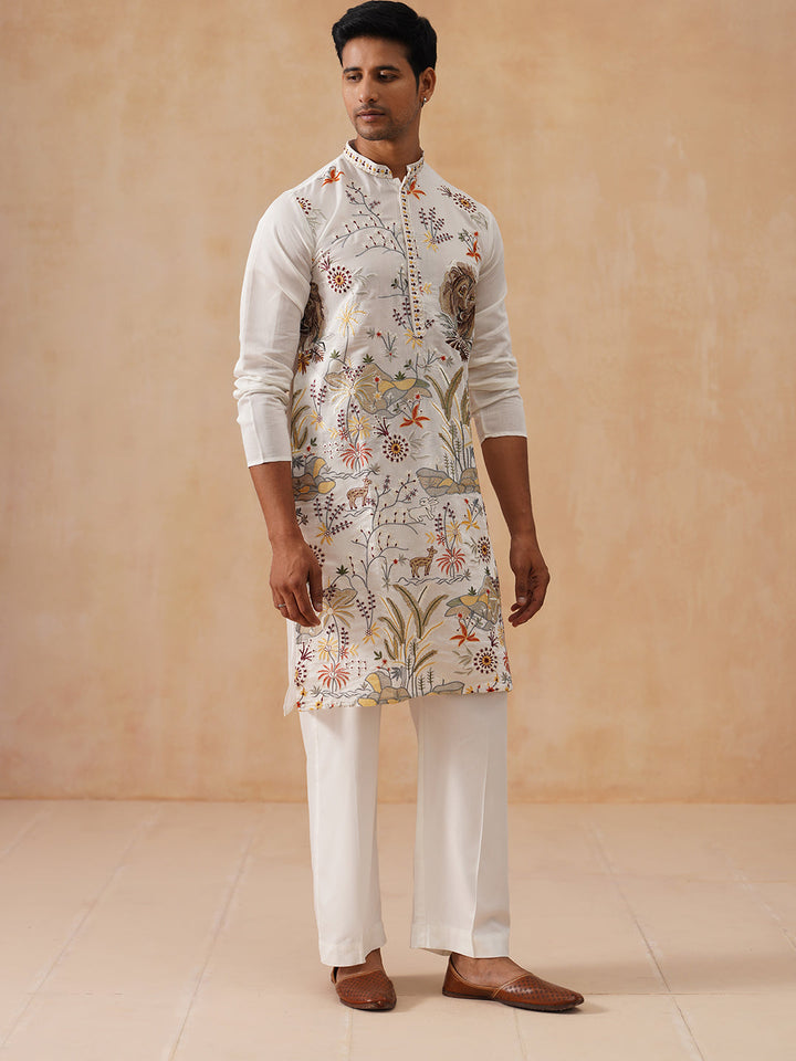 Floral Embroidered And Sequins Kurta Set
