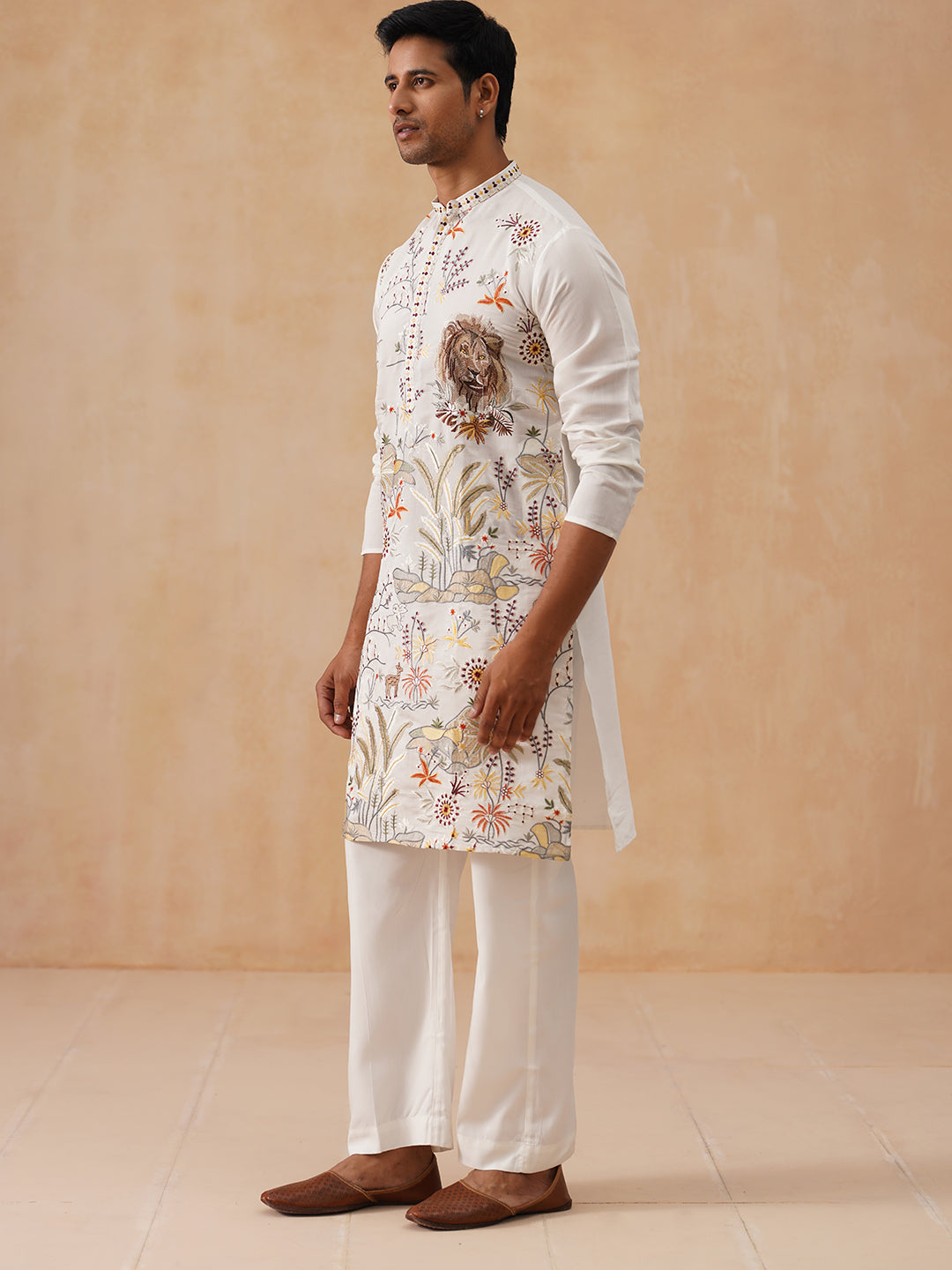 Floral Embroidered And Sequins Kurta Set
