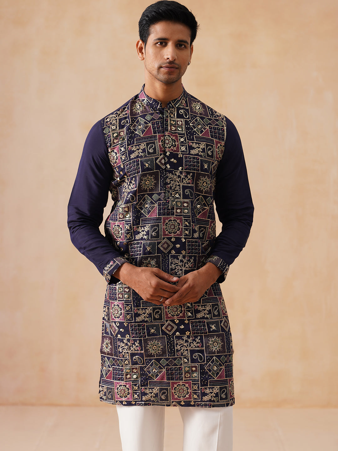 Embroidered Straight Kurta Set For Men