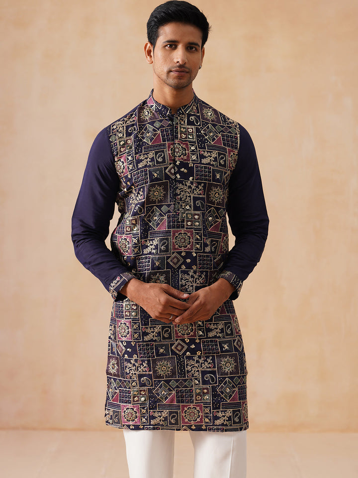 Embroidered Straight Kurta Set For Men
