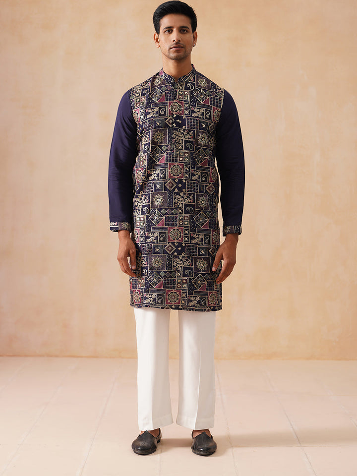 Embroidered Straight Kurta Set For Men