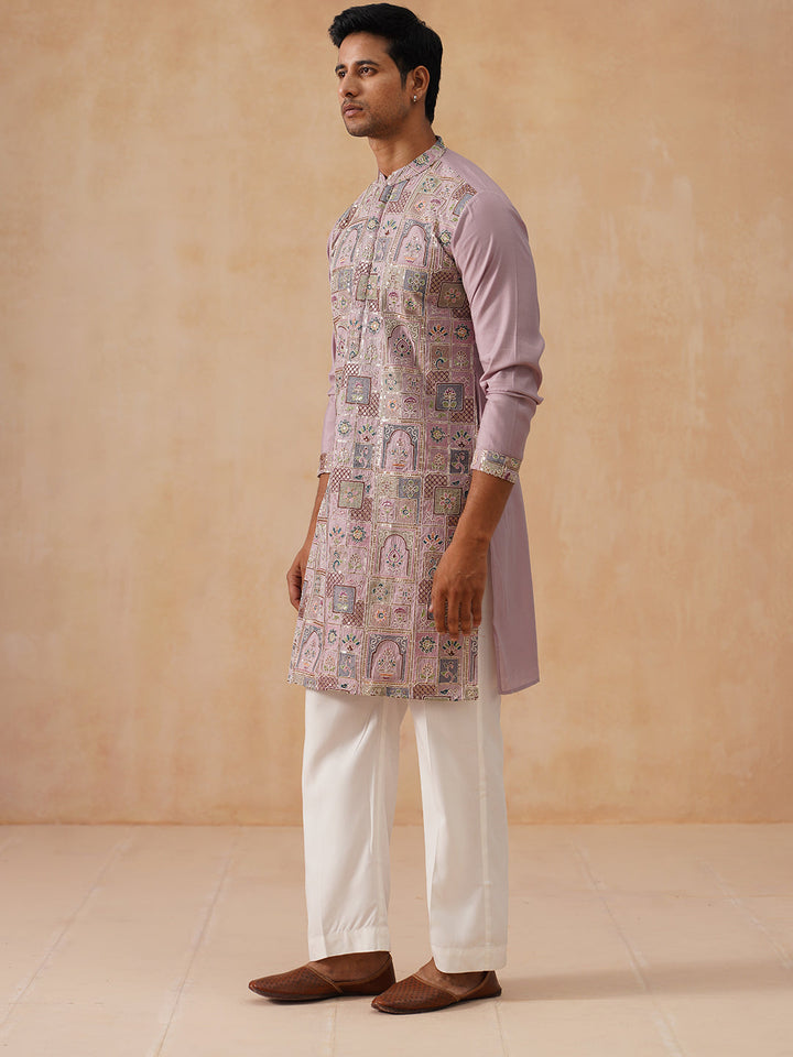 Embroidered Straight Kurta Set For Men