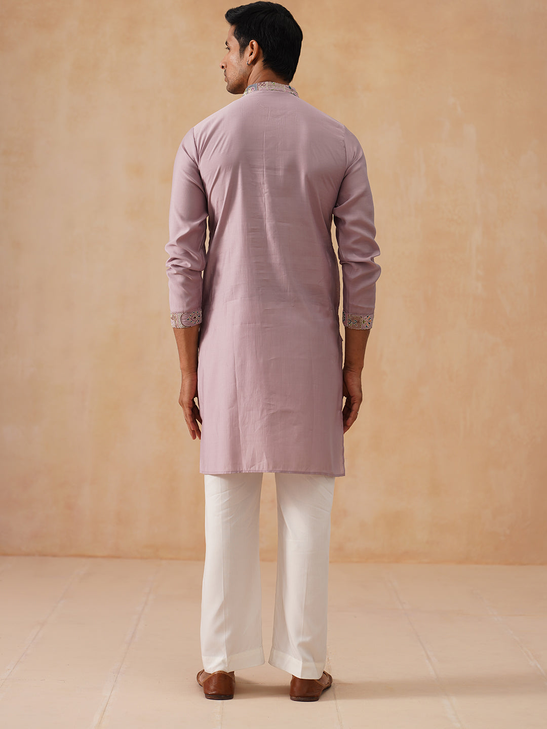 Embroidered Straight Kurta Set For Men