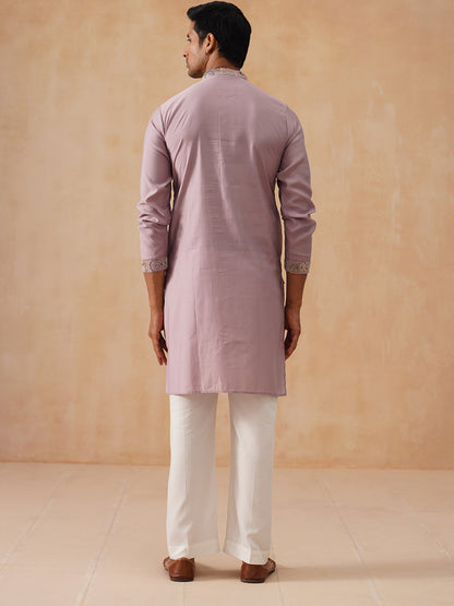 Embroidered Straight Kurta Set For Men