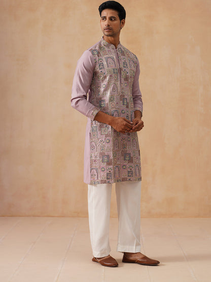 Embroidered Straight Kurta Set For Men