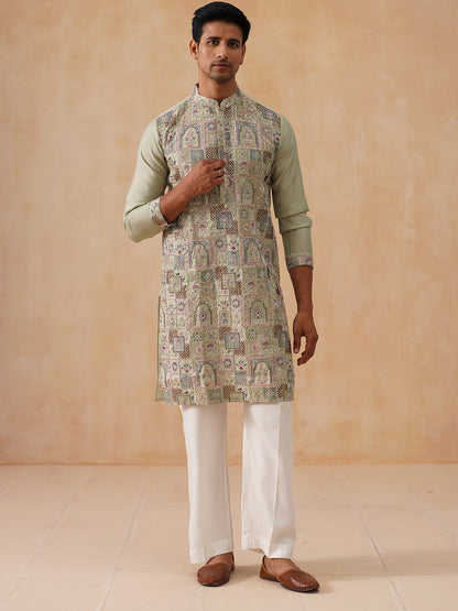 Embroidered Straight Kurta Set For Men