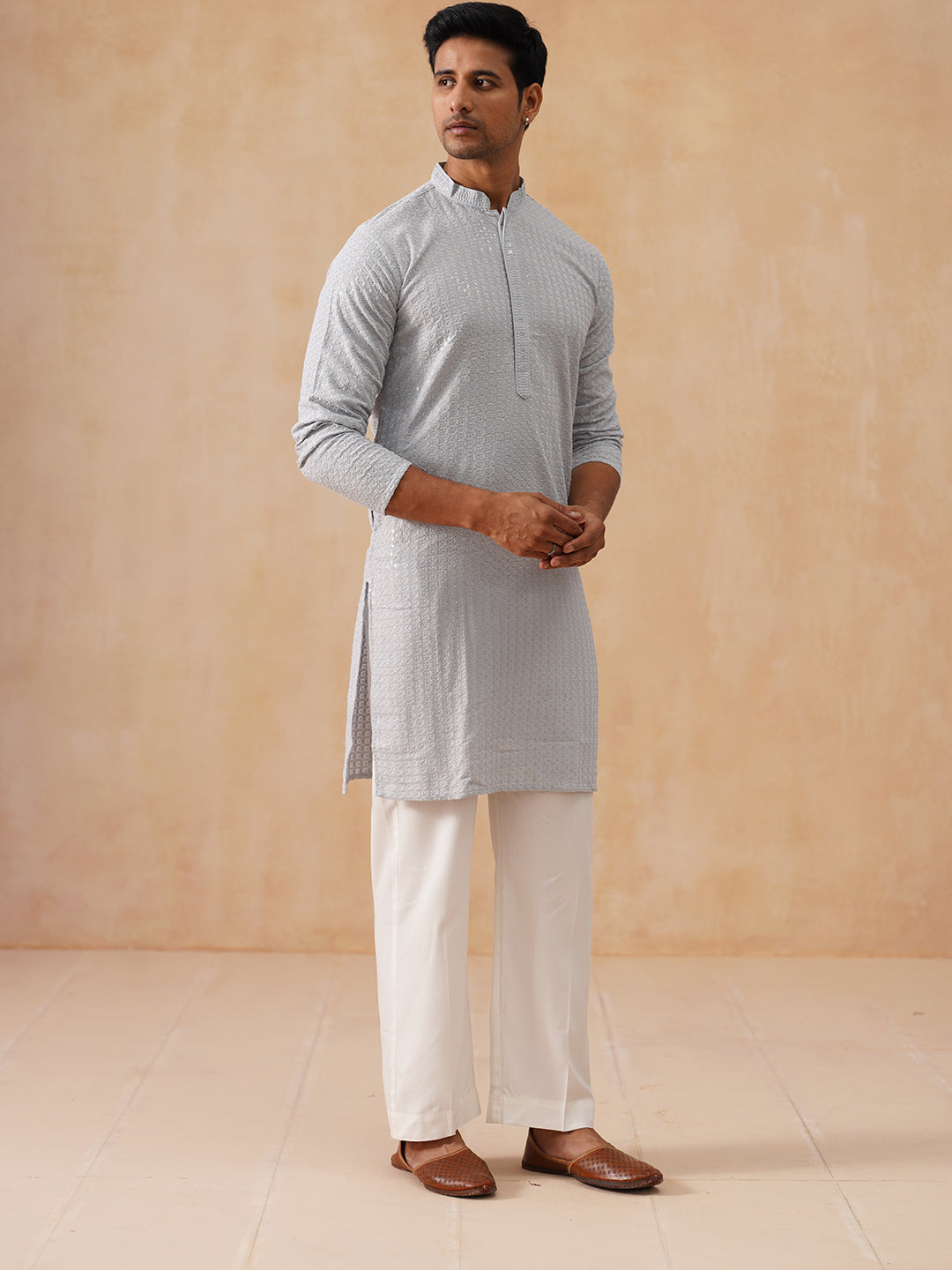 Embroidered & Sequence Kurta Pyjama For Men