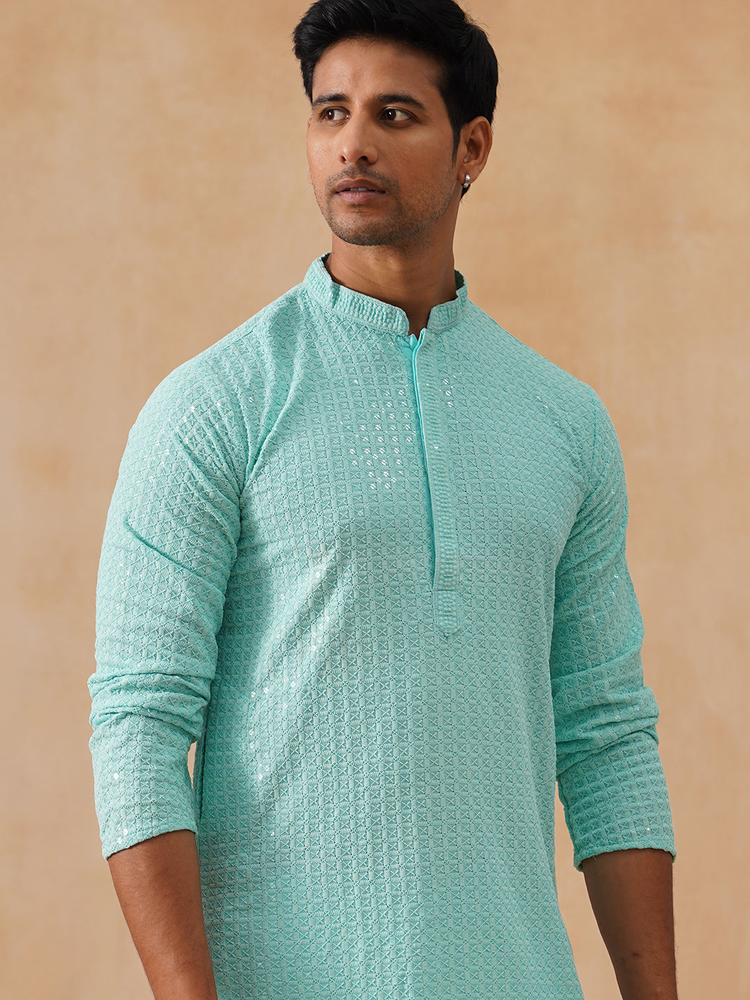 Embroidered & Sequence Kurta Pyjama For Men