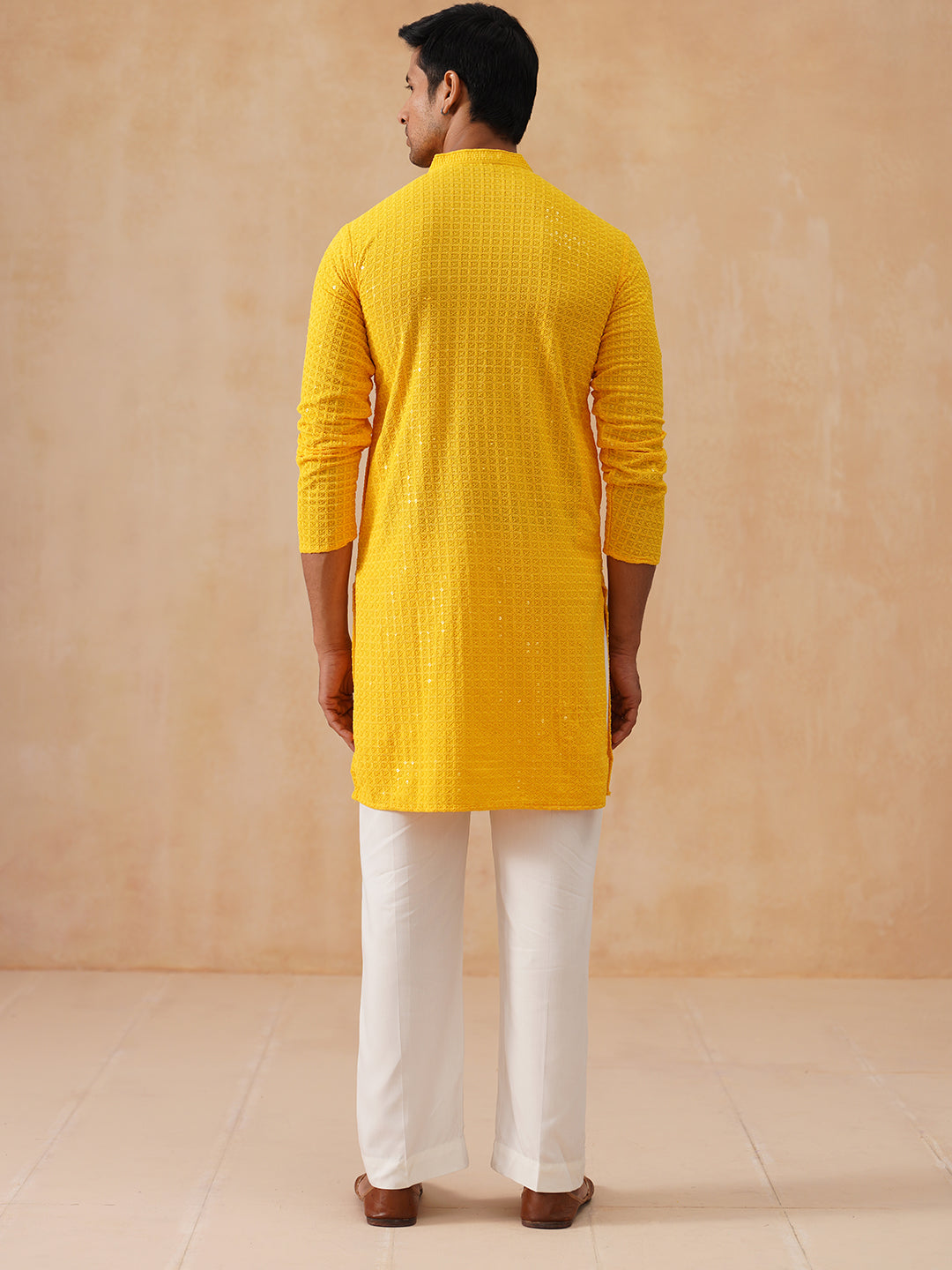 Embroidered &amp; Sequence Kurta Pyjama For Men