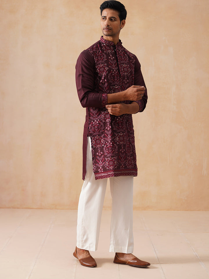 Embroidered Straight Kurta Pyjama Set For Men