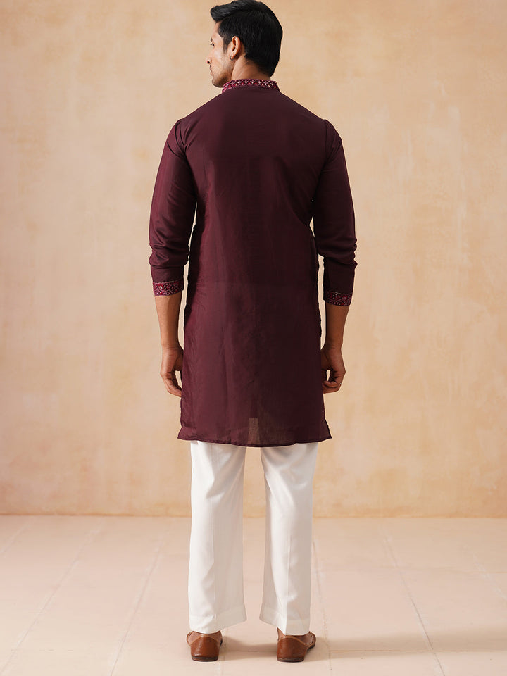 Embroidered Straight Kurta Pyjama Set For Men