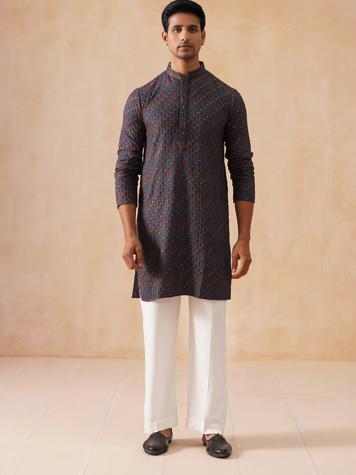 Embroidered Viscose Rayon Kurta Set