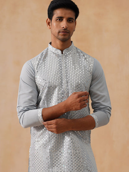 Embroidered Mirror Work Kurta Pyjama