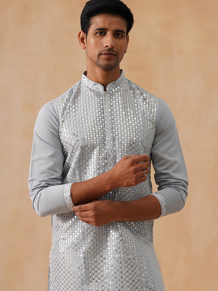 Embroidered Mirror Work Kurta Pyjama