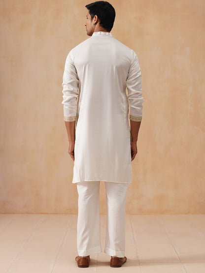 Embroidered Silk Blend Kurta Pyjama Set
