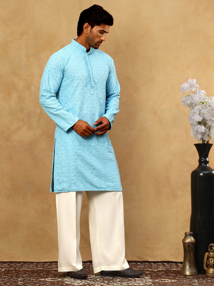 Men’S Cotton Chikankari Sequins Kurta Set
