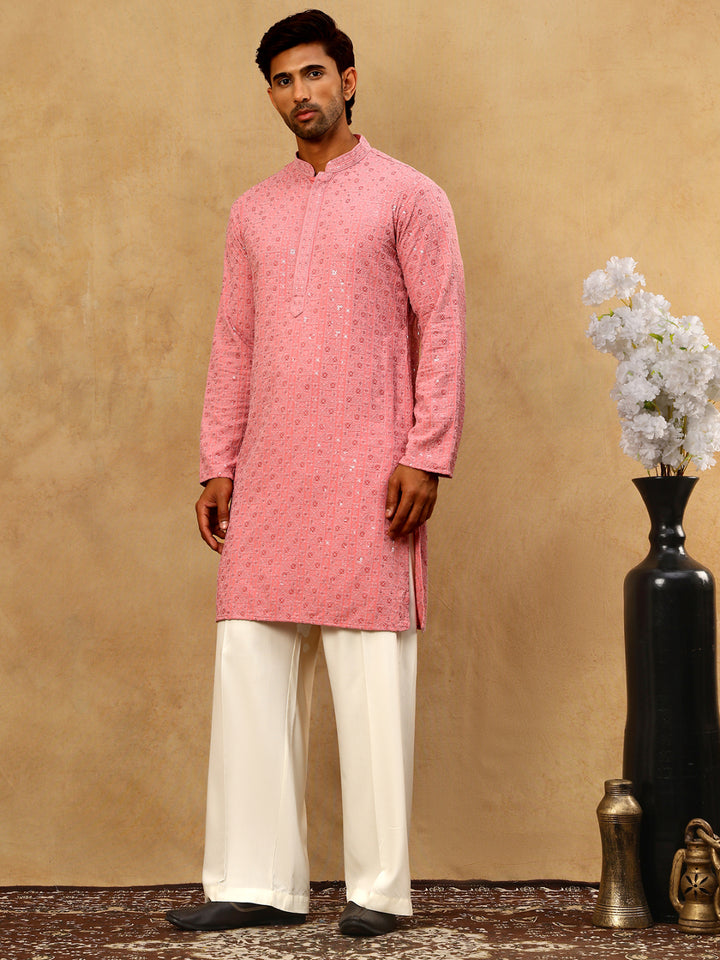 Men’S Cotton Chikankari Sequins Kurta Set