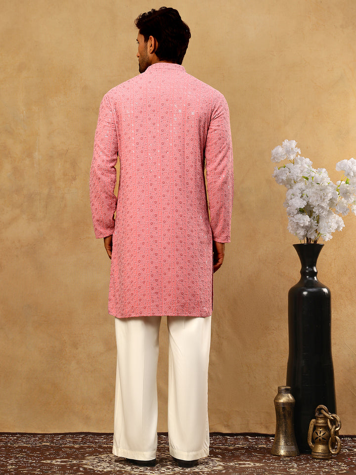 Men’S Cotton Chikankari Sequins Kurta Set
