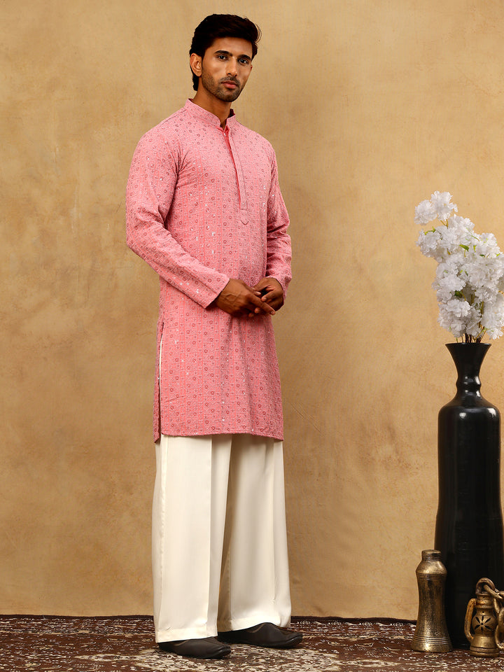 Men’S Cotton Chikankari Sequins Kurta Set