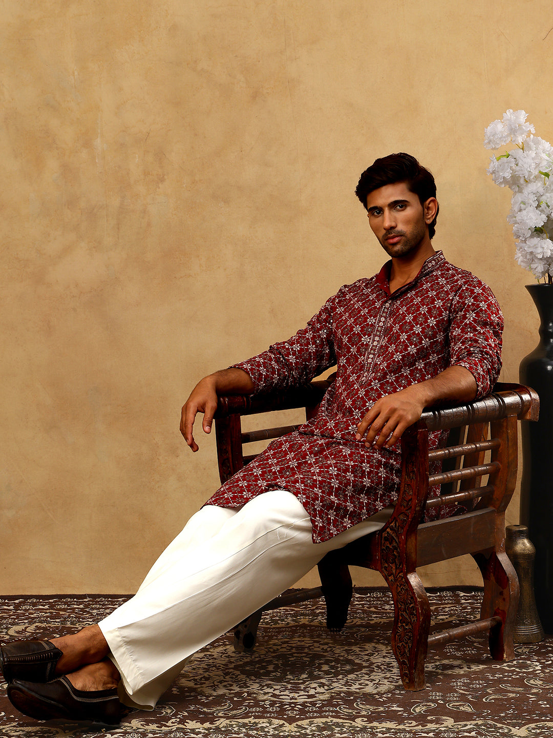 Viscose Rayon Embroidered Sequin Kurta Pyjama