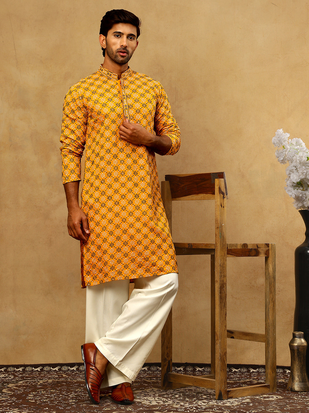 Viscose Rayon Embroidered Sequin Kurta Pyjama