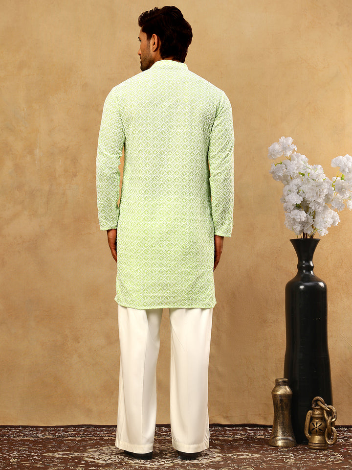 Men’S Chikankari Cotton Kurta Pyjama Set