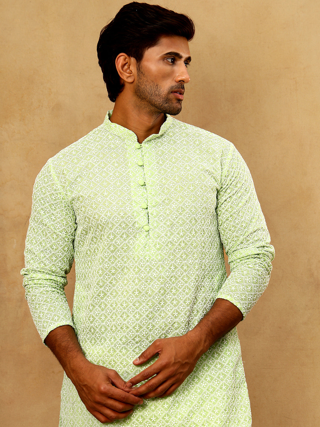 Men’S Chikankari Cotton Kurta Pyjama Set