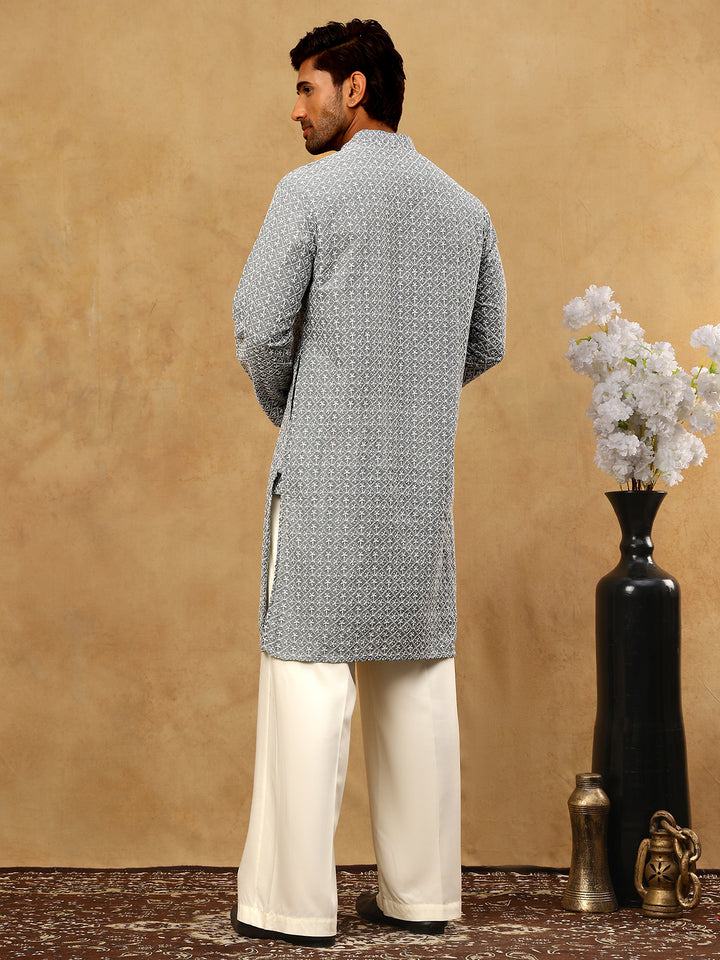 Men’S Chikankari Cotton Kurta Pyjama Set