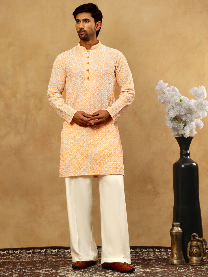 Men’S Chikankari Cotton Kurta Pyjama Set