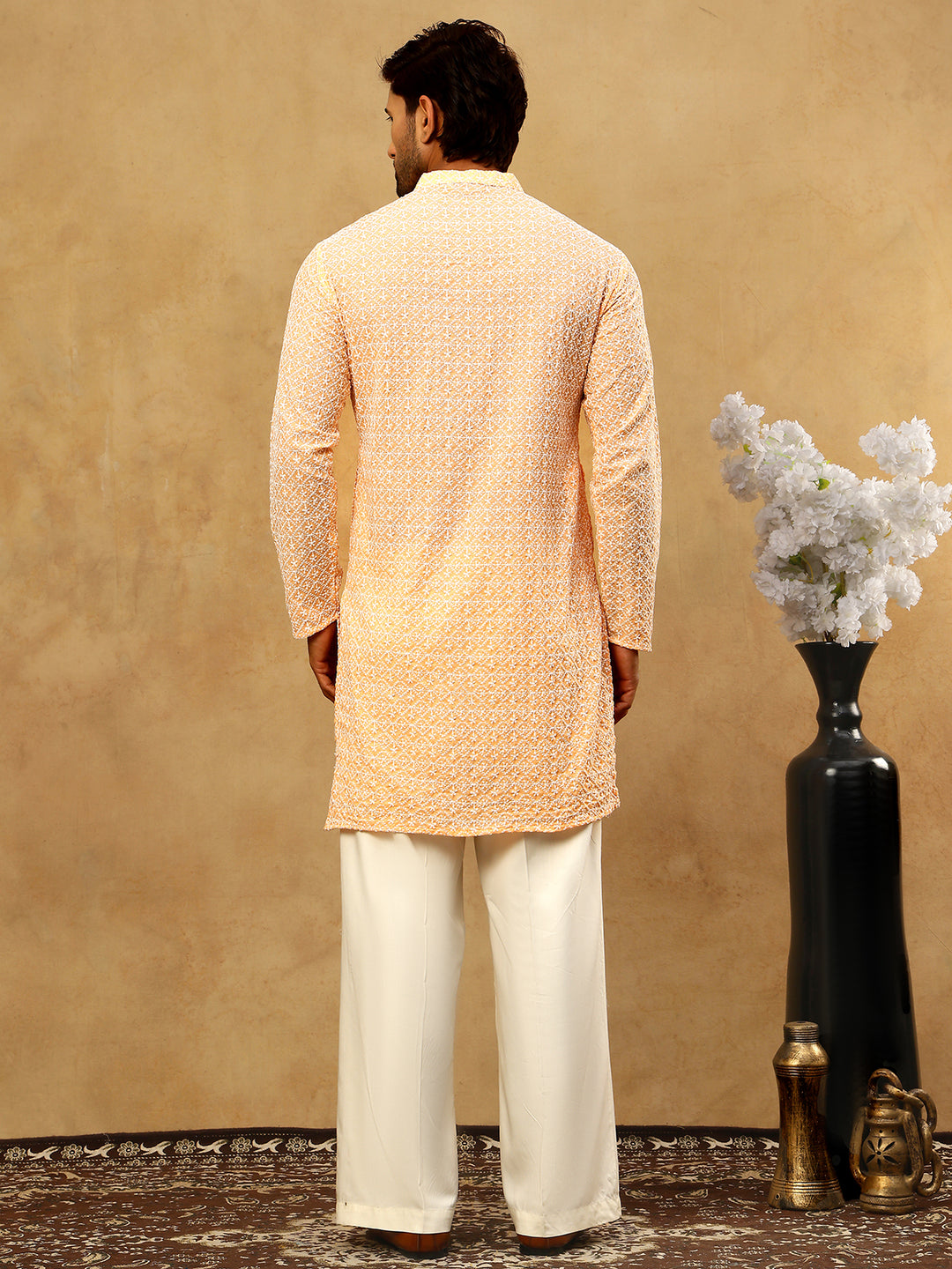 Men’S Chikankari Cotton Kurta Pyjama Set