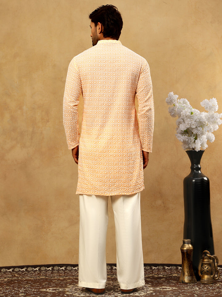 Men’S Chikankari Cotton Kurta Pyjama Set