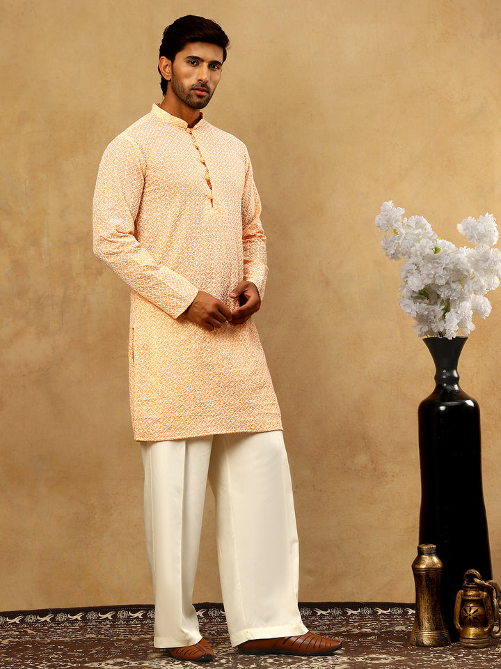 Men’S Chikankari Cotton Kurta Pyjama Set