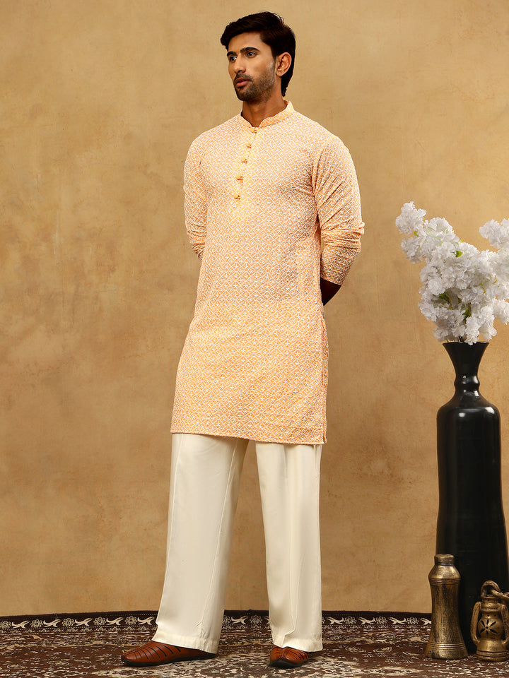 Men’S Chikankari Cotton Kurta Pyjama Set