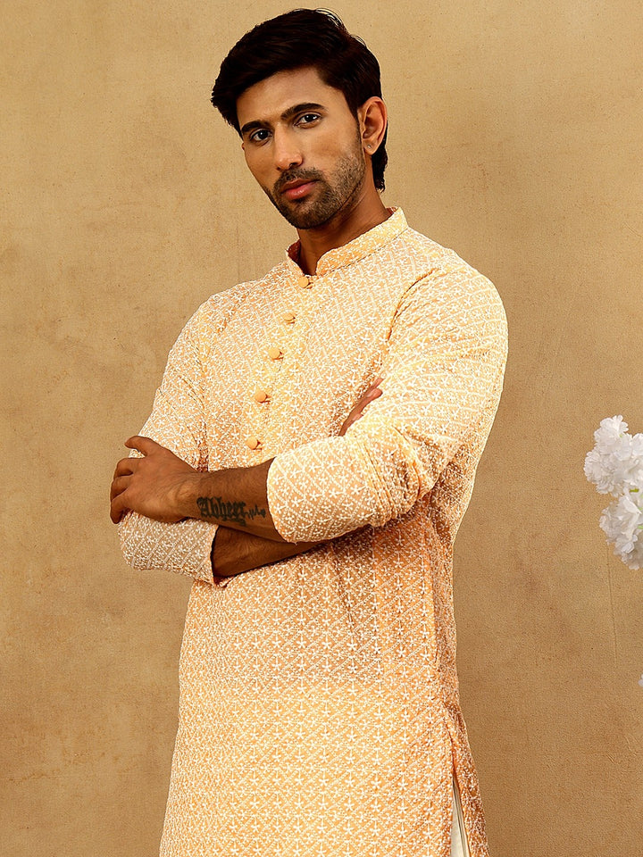 Men’S Chikankari Cotton Kurta Pyjama Set