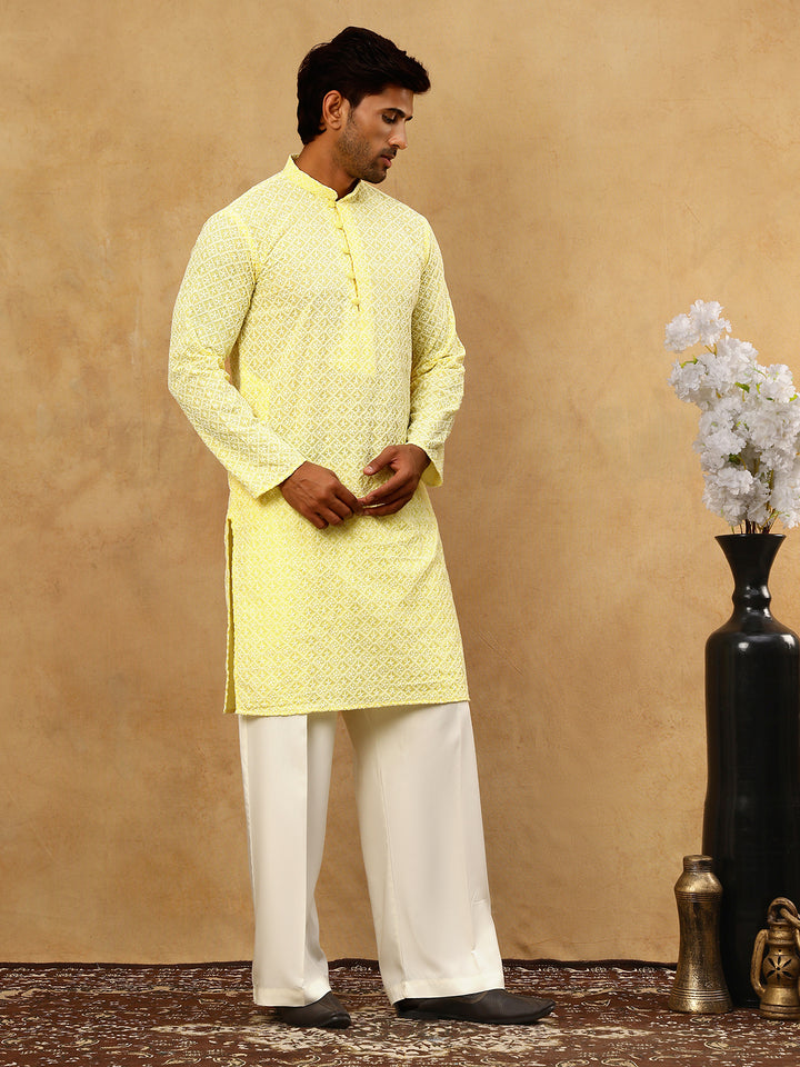 Men’S Chikankari Cotton Kurta Pyjama Set