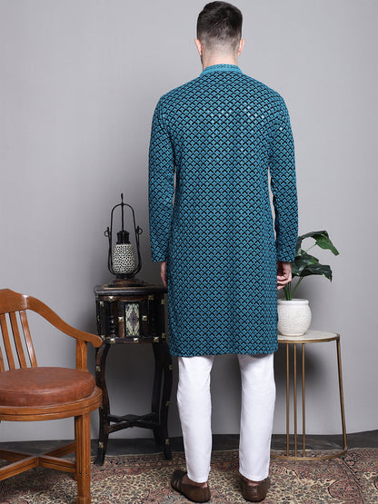 Sequin Embroidered Pure Cotton Kurta With Pyjamas