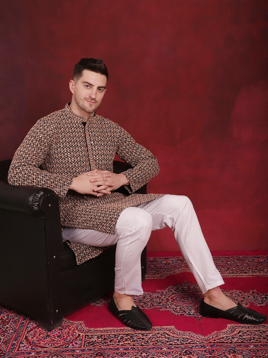 Sequin Embroidered Pure Cotton Kurta With Pyjamas