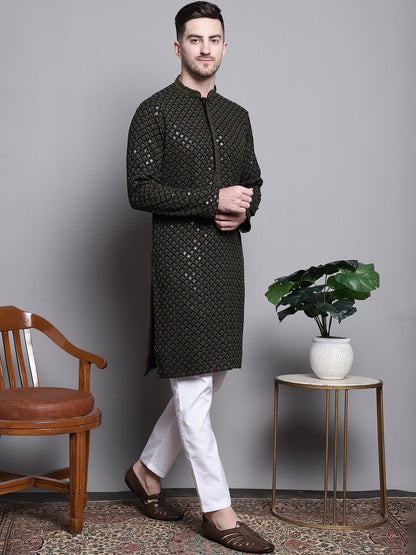Sequin Embroidered Pure Cotton Kurta With Pyjamas