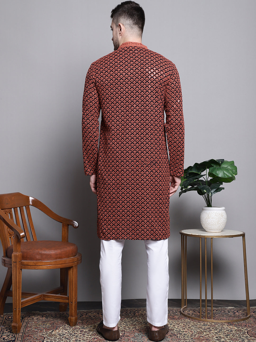 Sequin Embroidered Pure Cotton Kurta With Pyjamas