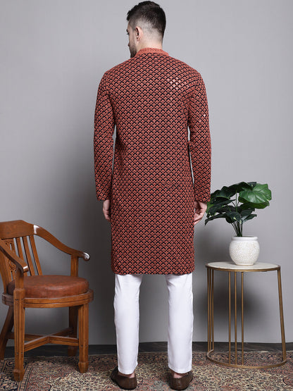 Sequin Embroidered Pure Cotton Kurta With Pyjamas