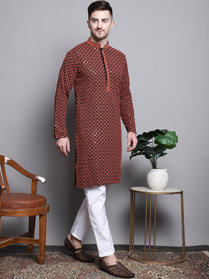 Sequin Embroidered Pure Cotton Kurta With Pyjamas