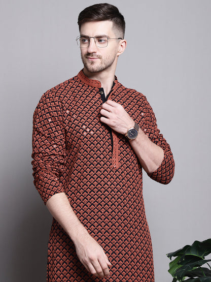 Sequin Embroidered Pure Cotton Kurta With Pyjamas