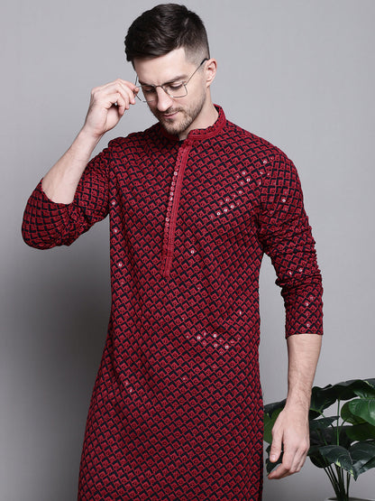 Sequin Embroidered Pure Cotton Kurta With Pyjamas