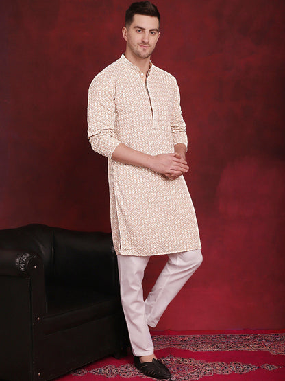 Sequin Embroidered Pure Cotton Kurta With Pyjamas