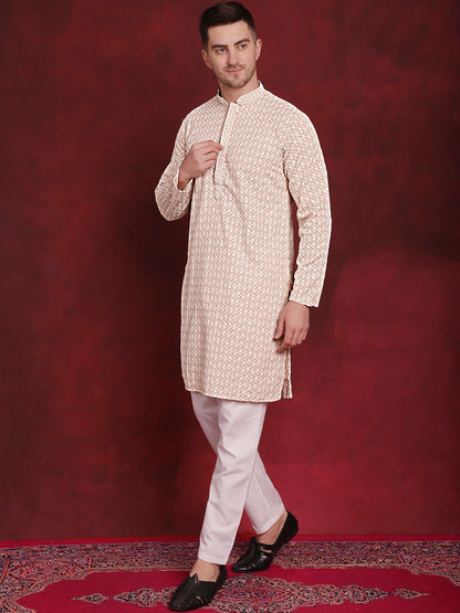 Sequin Embroidered Pure Cotton Kurta With Pyjamas